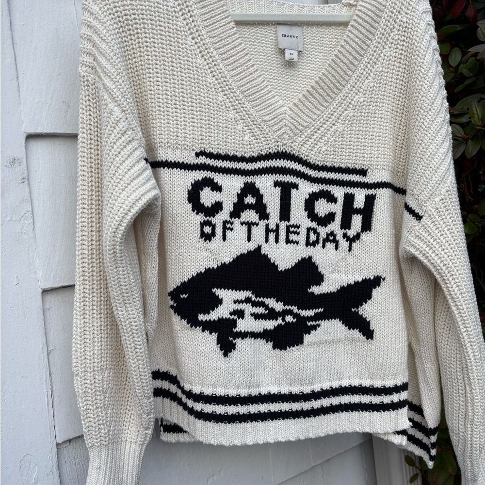 MAEVE Catch of the Day Knit Sweater